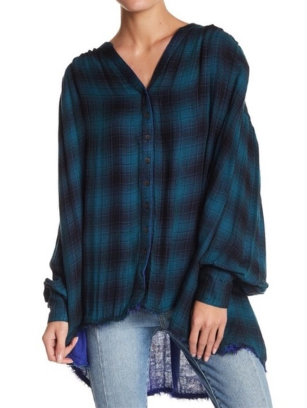 Free People Come on Over Oversized Plaid Shirt